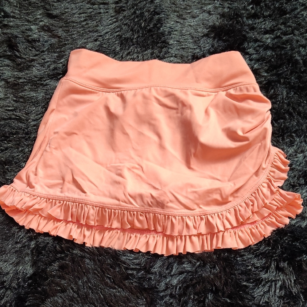 LIME RICKI-Peach Ruffle Women's SWIM SKRT SWIMWEAR SWIM-COVER UP SKIRT